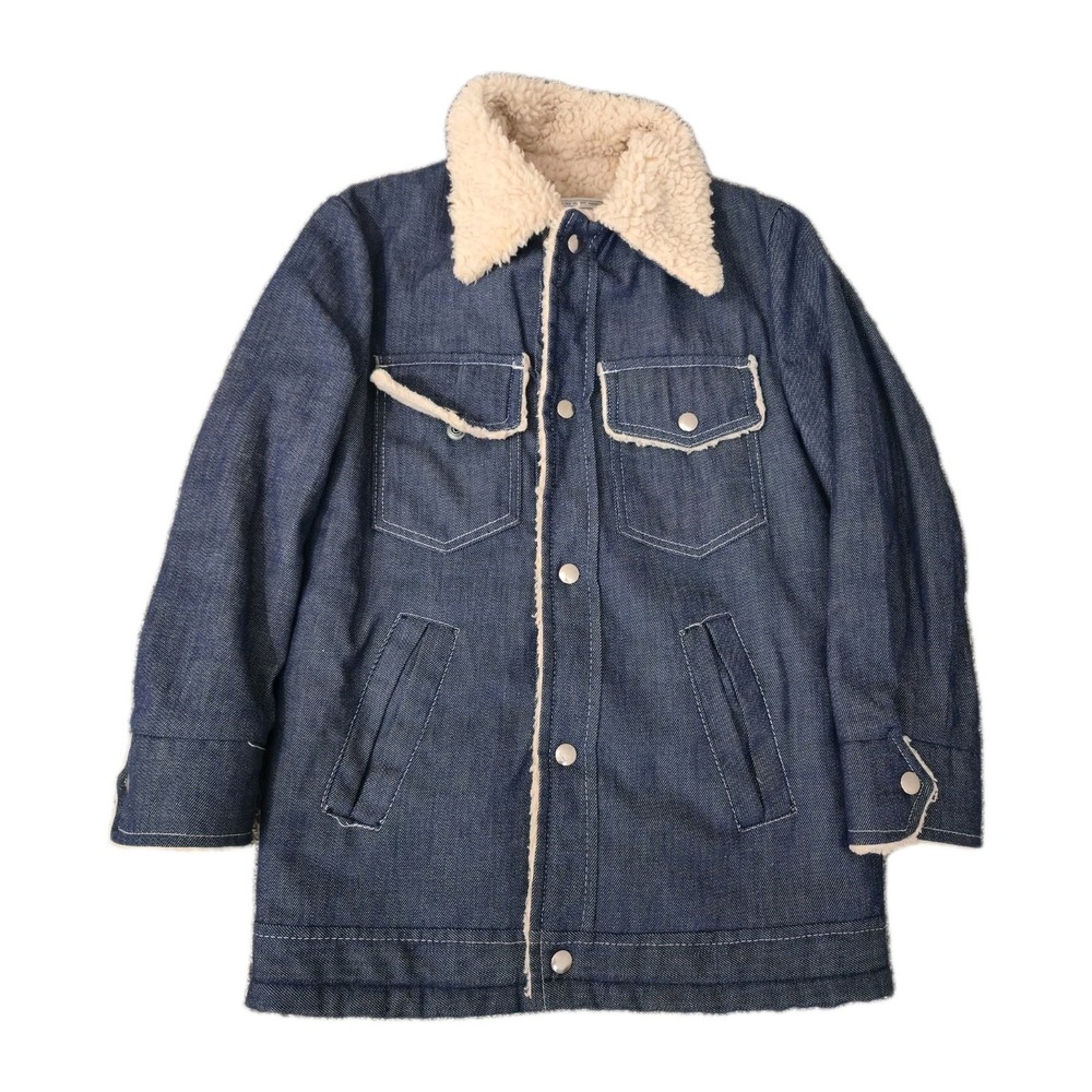 Vintage 70s JCPenney Boys Size M Denim Sherpa Lined Trucker Jacket Kids